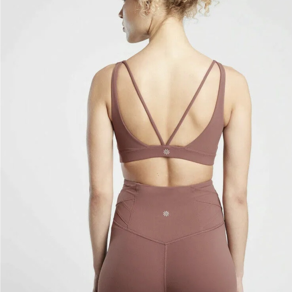 Athleta Hearth Rose Exhale Bra Elation Pirouette 7/8 Legging Set Size Small - Picture 11 of 11